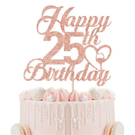 25 cake topper|happy 25th birthday cake topper.